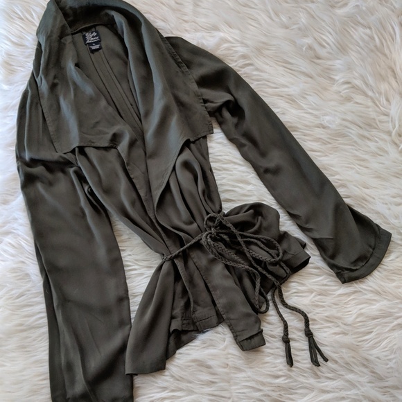 Lucky Brand Sweaters - Lucky Brand Olive Drape Wrap Cardigan